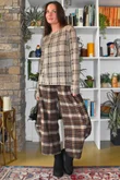 Mika Cashmere Blend Layering Top Plaid Stone