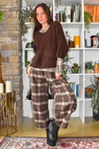 Mika Cashmere Blend Layering Top Plaid Stone