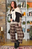 Mika Cashmere Blend Layering Top Plaid Stone