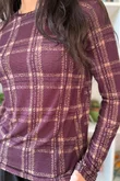 Mika Cashmere Blend Layering Top Plaid Aubergine