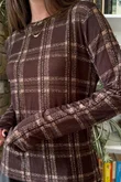 Mika Cashmere Blend Layering Top Plaid Chocolate