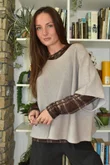 Mika Cashmere Blend Layering Top Plaid Chocolate