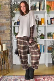 Mika Cashmere Blend Layering Top Plaid Chocolate