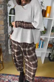 Mika Cashmere Blend Layering Top Plaid Chocolate