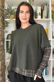 Mika Cashmere Blend Layering Top Plaid Khaki