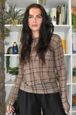 Mika Cashmere Blend Layering Top Plaid Mocha