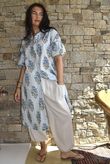 Mika Flower & Stripe Duster Shirt Baby Blue