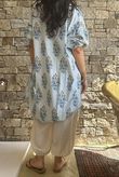 Mika Flower & Stripe Duster Shirt Baby Blue