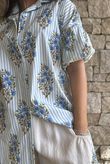Mika Flower & Stripe Duster Shirt Baby Blue