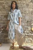 Mika Flower & Stripe Duster Shirt Baby Blue