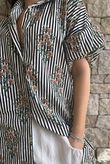 Mika Flower & Stripe Duster Shirt Black 