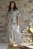 Mika Flower & Stripe Duster Shirt Khaki