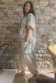 Mika Flower & Stripe Duster Shirt Khaki