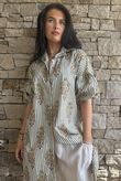 Mika Flower & Stripe Duster Shirt Khaki