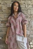 Mika Flower & Stripe Duster Shirt Merlot
