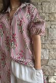 Mika Flower & Stripe Duster Shirt Merlot