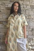 Mika Flower & Stripe Duster Shirt Ochre