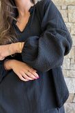 Mimi Pillow Cotton Sonnet Blouse Black