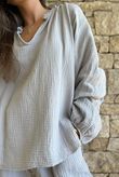 Mimi Pillow Cotton Sonnet Blouse Cloud Grey