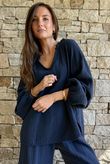 Mimi Pillow Cotton Sonnet Blouse Navy