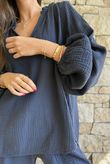 Mimi Pillow Cotton Sonnet Blouse Navy