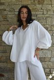 Mimi Pillow Cotton Sonnet Blouse White