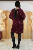  Moxie Sequin Bow Back Tunic Dress Burgundy