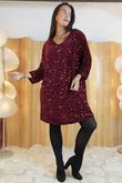  Moxie Sequin Bow Back Tunic Dress Burgundy