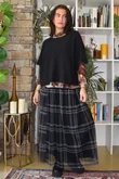 Myrtle Plaid Tulle Midi Skirt Black