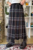 Myrtle Plaid Tulle Midi Skirt Black