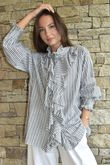 Nantucket Ruffle Blouse Charcoal /15=