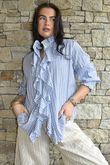 Nantucket Ruffle Blouse Dark Denim /15=