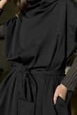 New Romantic Belted Scuba Dress Black
