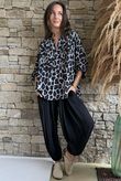 Nia Smock Blouse Leopard Black