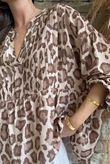 Nia Smock Blouse Leopard Earth /3=