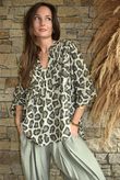 Nia Smock Blouse Leopard Khaki