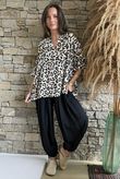 Nia Smock Blouse Leopard Natural & Black
