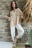 Nia Smock Blouse Leopard Stone /16=