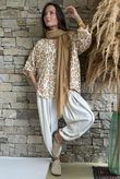 Nia Smock Blouse Leopard Stone /16=