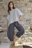 Nonni Gingham 7/8 Barrel Pant Black Grey