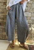 Nonni Gingham 7/8 Barrel Pant Navy