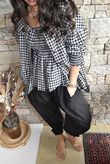 Nonni Gingham Bandeau Cami Black