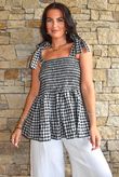 Nonni Gingham Bandeau Cami Black