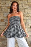Nonni Gingham Bandeau Cami Black