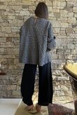 Nonni Gingham Bell Sleeve Peasant Blouse Black Grey