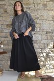 Nonni Gingham Bell Sleeve Peasant Blouse Black Grey
