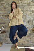 Nonni Gingham Bell Sleeve Peasant Blouse Mustard