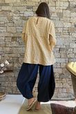 Nonni Gingham Bell Sleeve Peasant Blouse Mustard