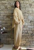 Nonni Gingham Bell Sleeve Peasant Blouse Mustard