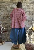 Nonni Gingham Bell Sleeve Peasant Blouse Sangria